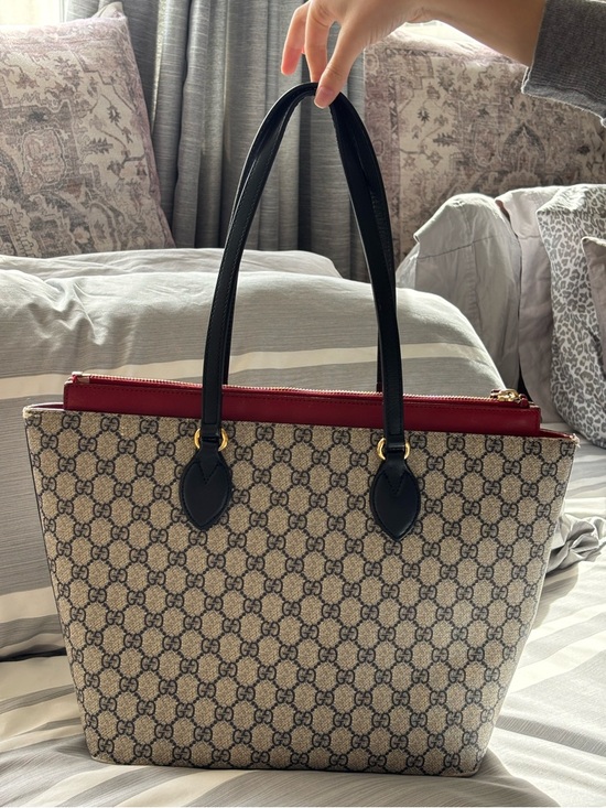 Handbags - Authentic Gucci Supreme Navy and Red Shoulder Tote Bag